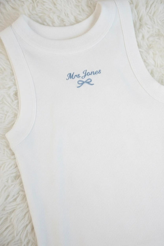 Custom Embroidered Ribbed Tank Top