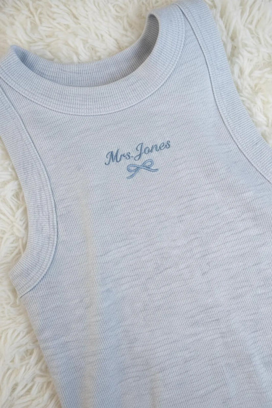Custom Embroidered Ribbed Tank Top
